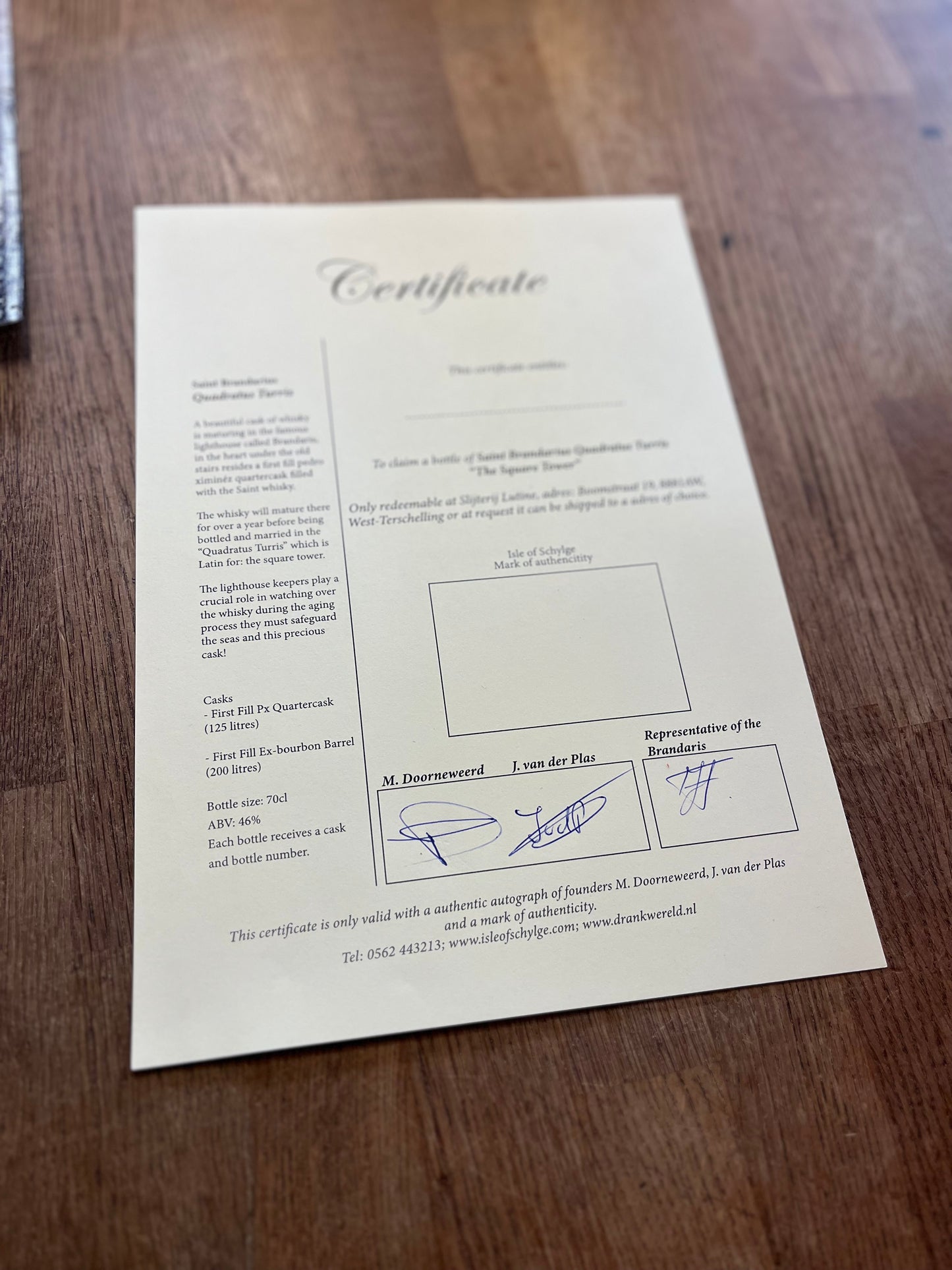 Saint Brandarius Quadratus Turris (Certificaat)